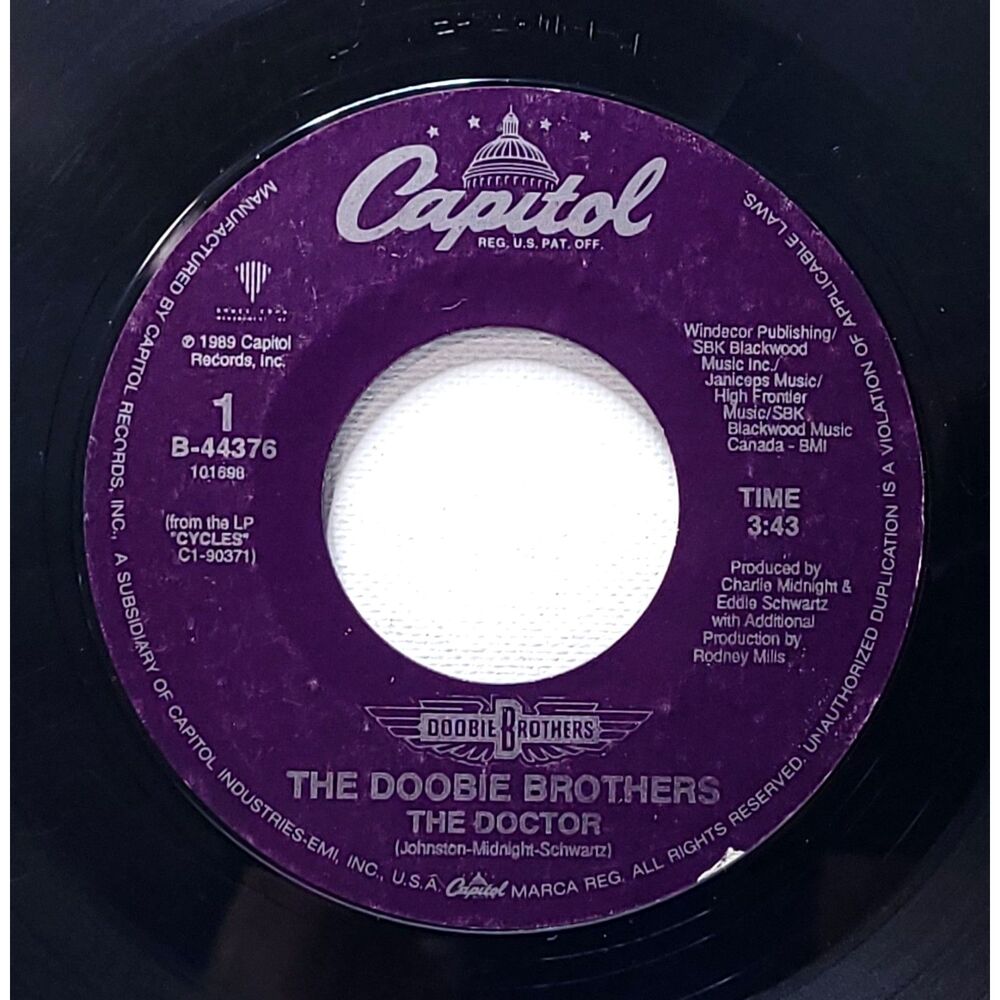 Doobie Brothers 45 The Doctor / Too High A Price on Capitol VG Rock